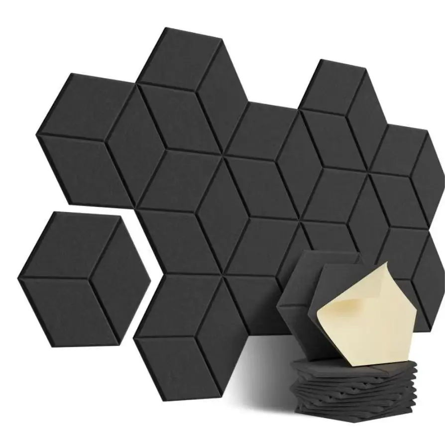 Оптовая продажа акустические стеновые панели 3D-клейкие шестигранные звукоизоляционные клейкие