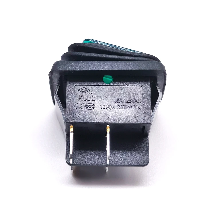 Кулисный Переключатель 28x22 мм CE 16 А 250 В T85 DPST с подсветкой водонепроницаемый зеленый вкл. ВЫКЛ.