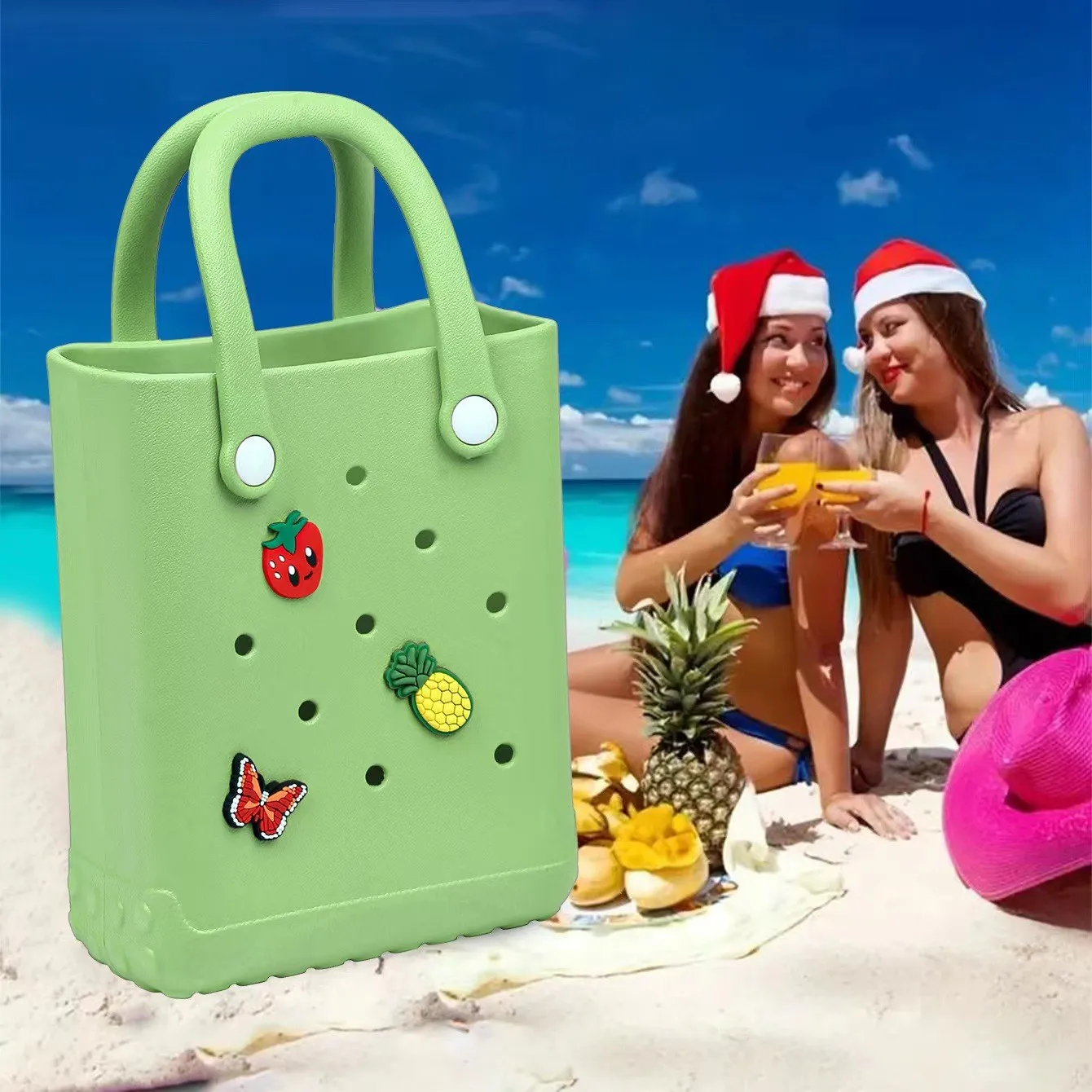High Quality Women Beach Waterproof Tote Bags Summer Small Totes Fashion Eva Plastic Silicone Bag With Holes