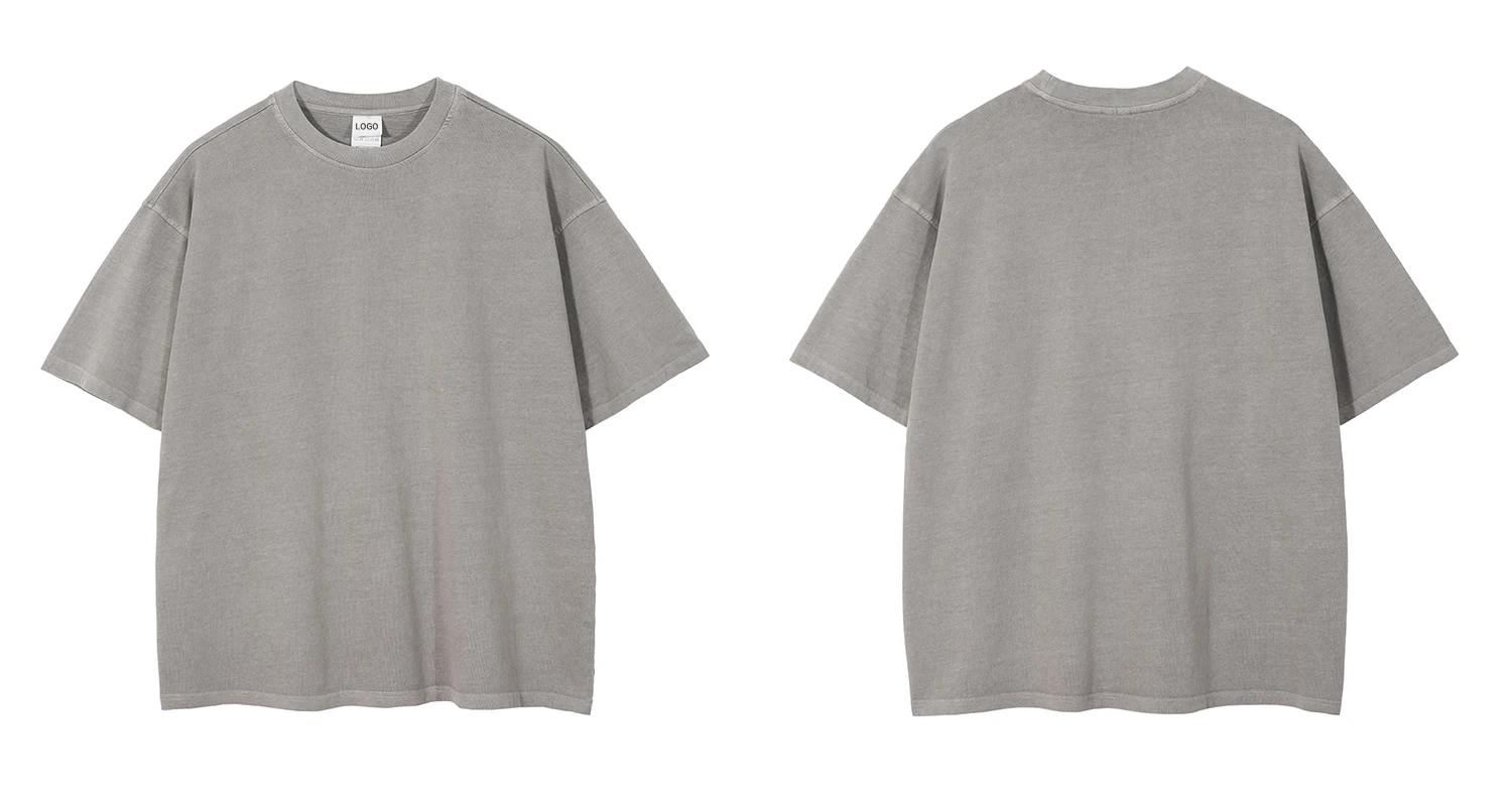 260gsm 7.7OZ Heavy Custom Logo Acid Wash T-shirt 100% Cotton Unisex Tshirt Breathable Oversized T-shirt Vintage T Shirts