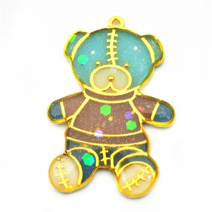 
Mr Bear teddy bear Zinc Alloy Frame Pendants Color-Lasting Hollow Resin Frames with Loop for Resin Jewelry Making 