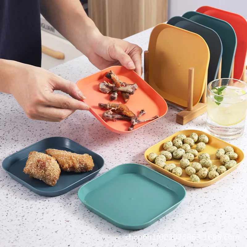 Wholesale Japanese household bone spitting dish Creative plastic plate thickenedsmall  square plate snack  fruit gift plate