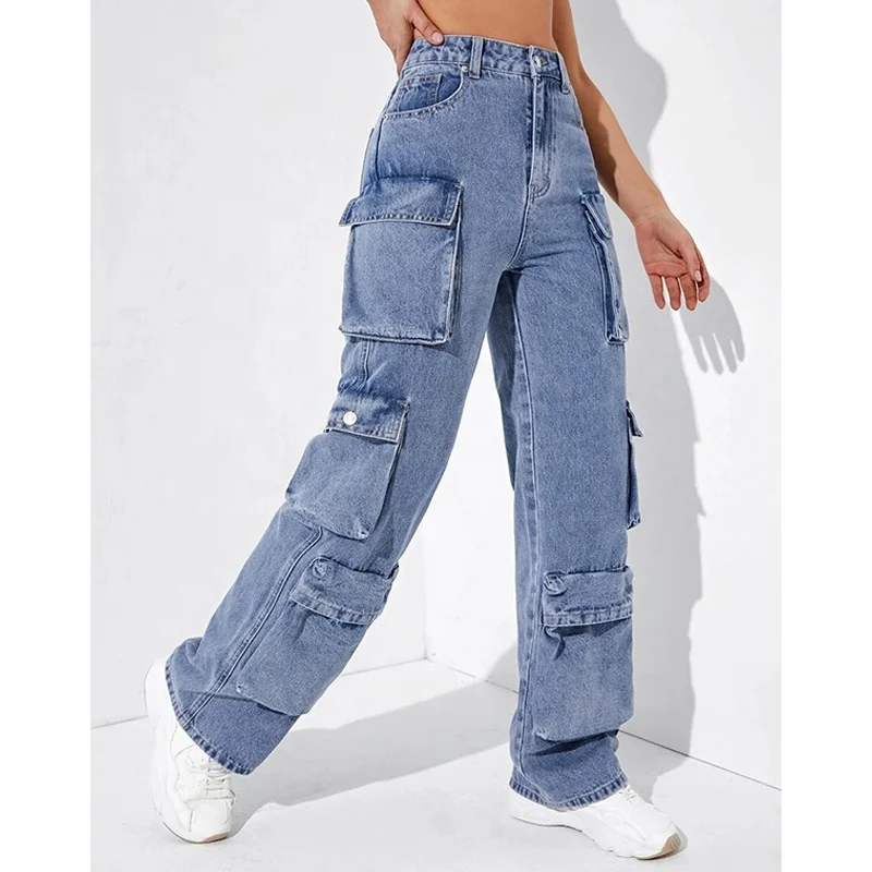 Wide leg jeans for women cargo jeans women, denim cargo pants womens jeans with pockets, denim cargo jeans cargo pants women