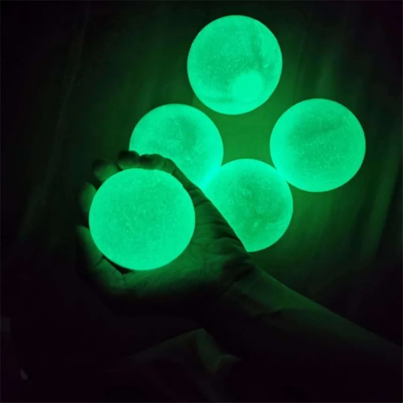 
glow in the dark floor anti stress relief luminescent toy ball target sticky wall ceiling ball 