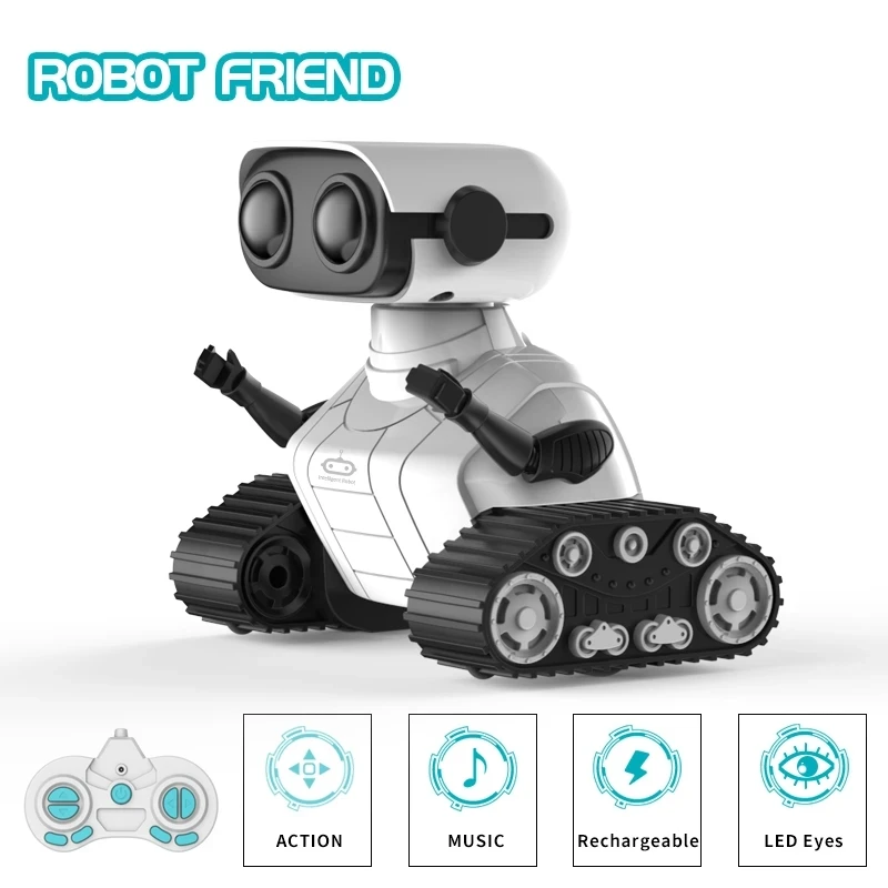 New Latest KFPLAN RC Robot 2.4GHZ Walk & Dance Music Smart Intelligent Robot With rechargeable Battery LED Eye For Kids Birthday