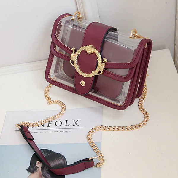 EM497 New model 2021 fashion casual waterproof pvc clear 2 in 1 handbags for women