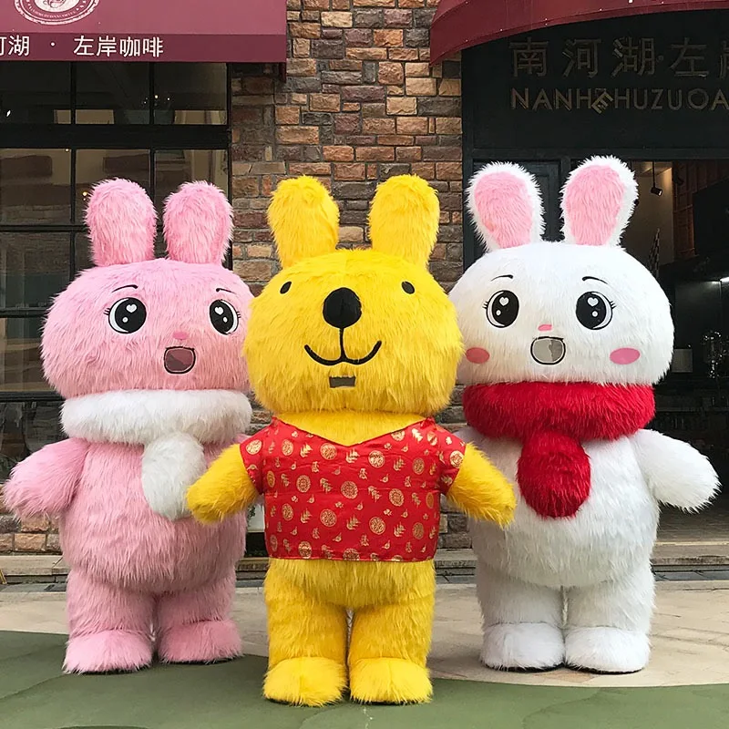 New Year inflatable rabbit cartoon doll costume Chinese zodiac Rabbit mascot activity performance props panda doll costume