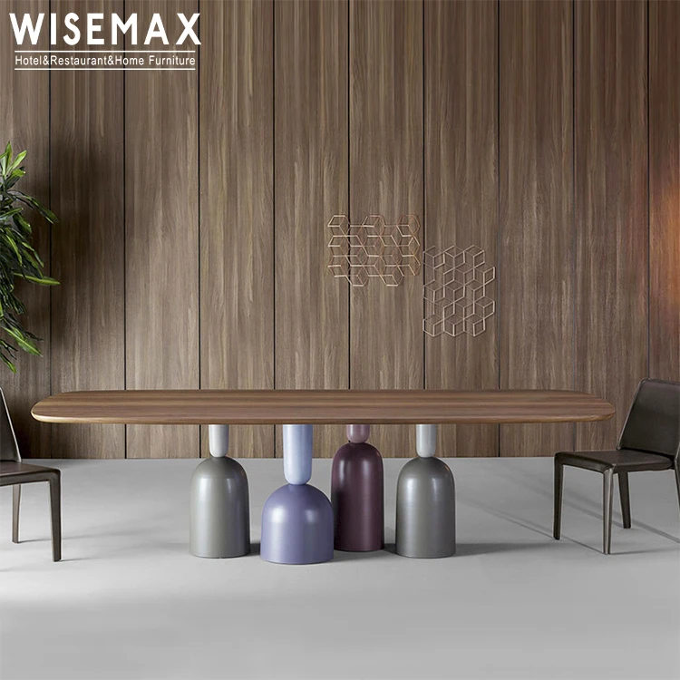 WISEMAX FURNITURE Hot selling home furniture Italian style Solid wood top Wood base rectangular dining table Modern office table