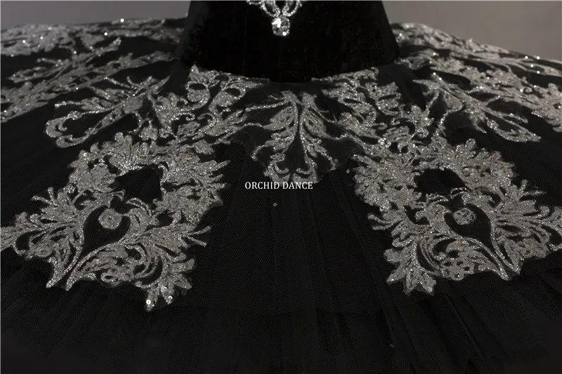 Hot Sale Professional High Quality 12 Layers Women Adult Dance Performance Costumes Swan Lake Black Ballet Tutu