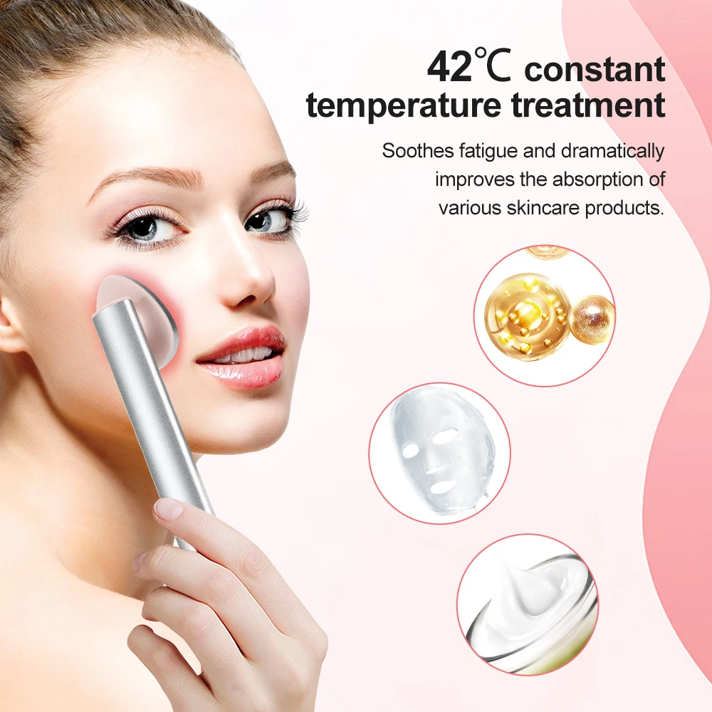 7 Colors LED Photon Heating Vibration Face Neck Eye Lifting Beauty Wand EMS Microcurrent Eye Care Massager Pen