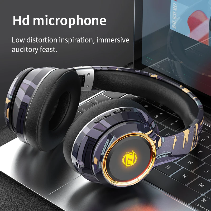 Custom Earphones TF Headphones LED Lights Wireless Headsets Custom Logo Hands Free Headset for Mobile Gaming In-ear Headphones