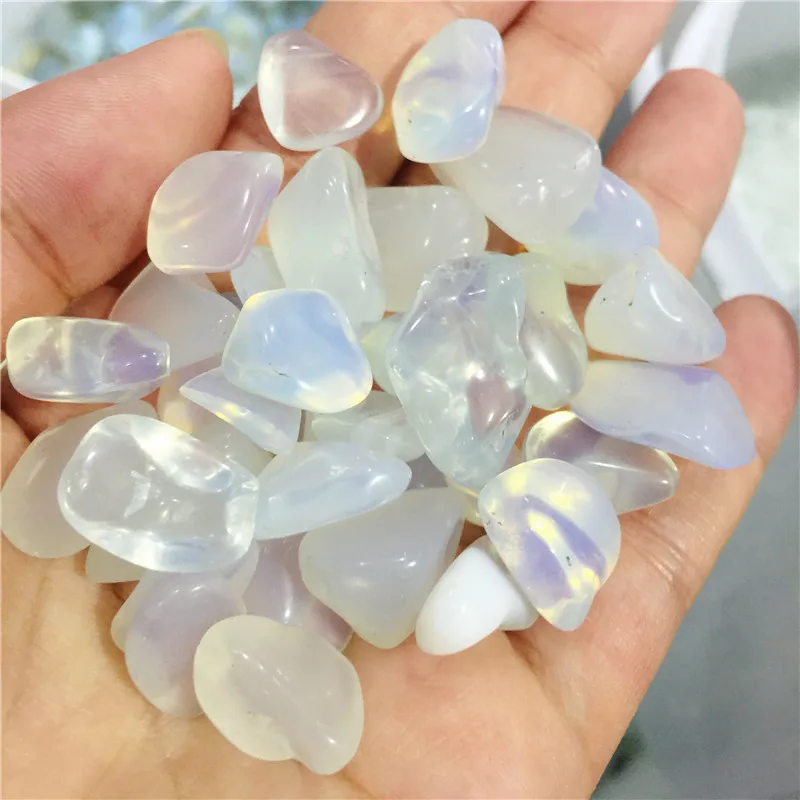 
Factory Price Healing 0.8-1.5CM White Opal Gravel Tumbled Pebble Opalescent Crystal Macadam For Sale 