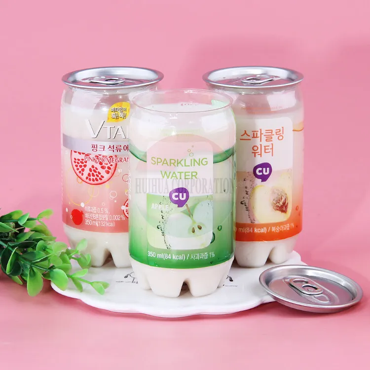 Special shape high quality PET plastic food grade 345ml soda drink plastic can