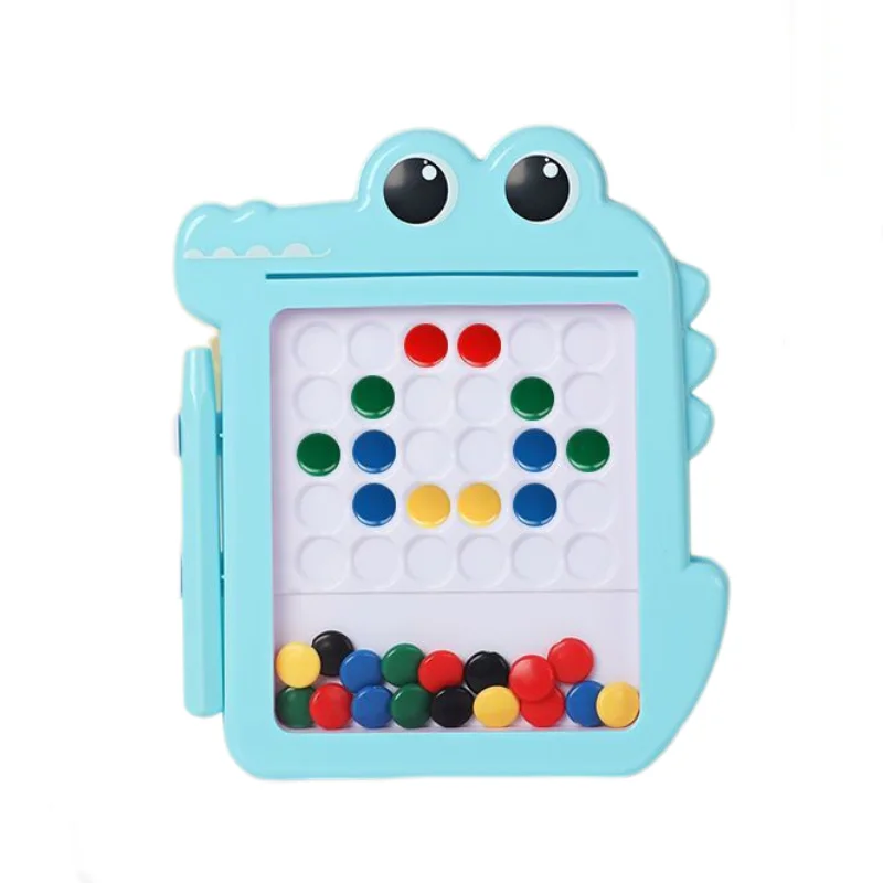 Early Education Pen Beads Magnetic Drawing Board Children Concentration Puzzle Cartoon Crocodile 14*17cm Magnetic Drawing Board