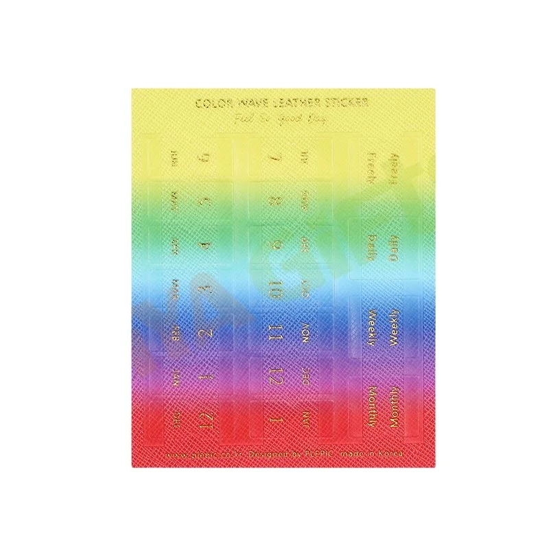 custom design color foiled PET paper PU leather tab divider sticker set monthly weekly planner index tabs stickers