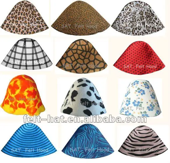solid color wool felt hat body printed felt hat body hood flare capeline