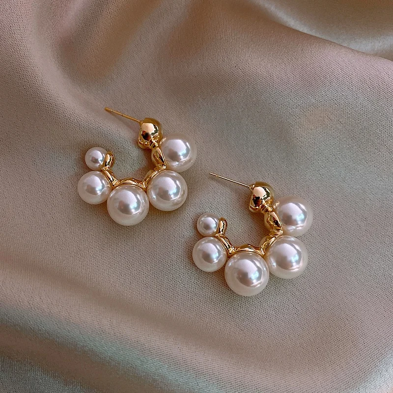 2023 fashion Korean 925 silver needle pearl earrings Gold plating pearl earrings