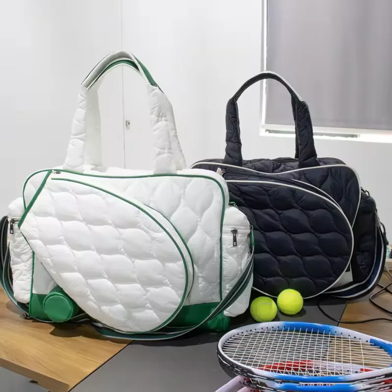New Arrival Luxury Women White Custom Gym Badminton Pickleball Paddle Racket Bag Quilted Puffer Tennis Luggage Bag and backpack