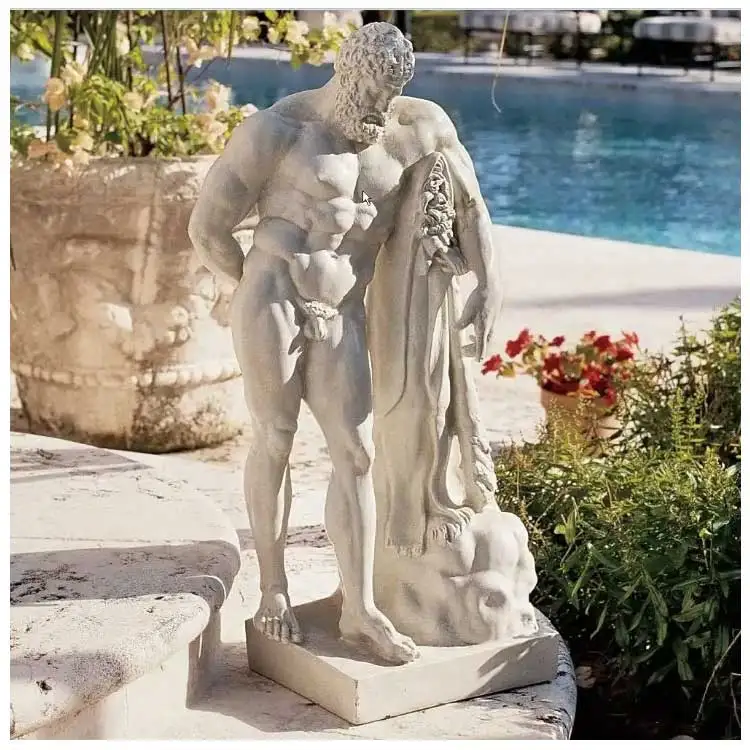 Garden decoration life size human statue wrestlers marble hercules statue and atlas statue