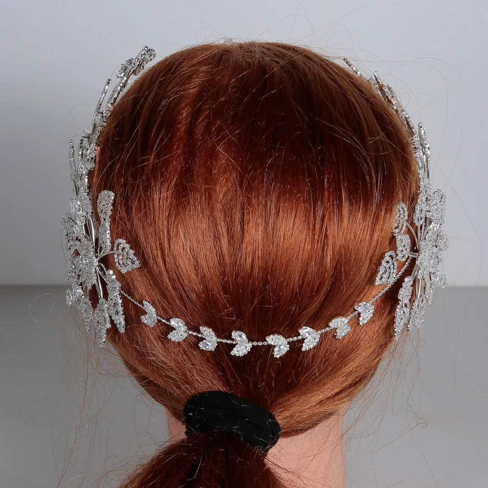 Zirconia Hairband Leaf Hair Comb Double Side Headwear Pins Luxury Wedding Headpiece Handmade Bridal Hair Accessories BC4740