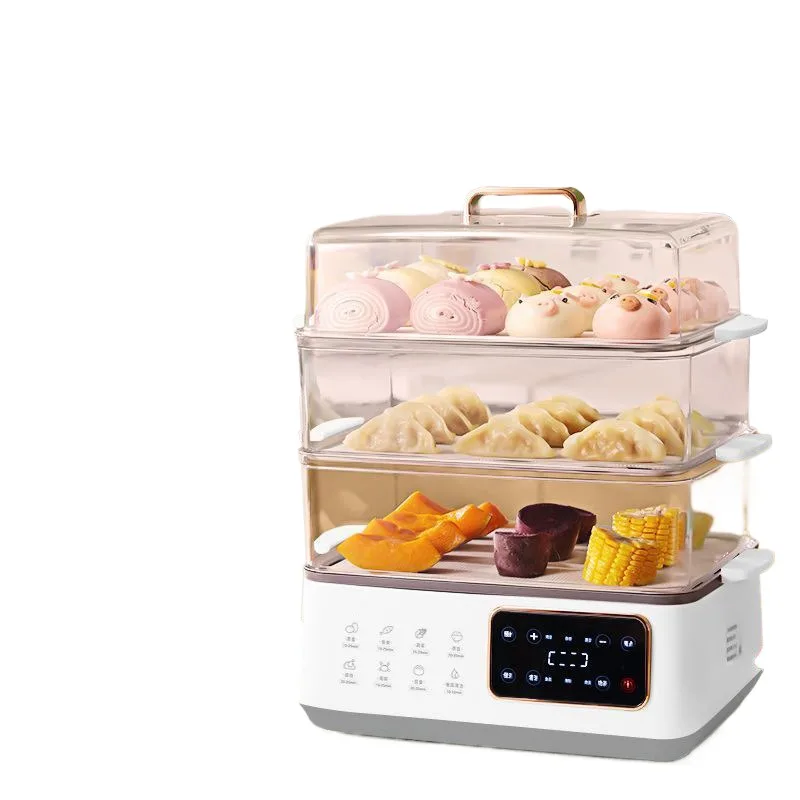 Household electric food steamer large capacity multi-functional multi 3-layer steamer electric steamer stainless steel cooking