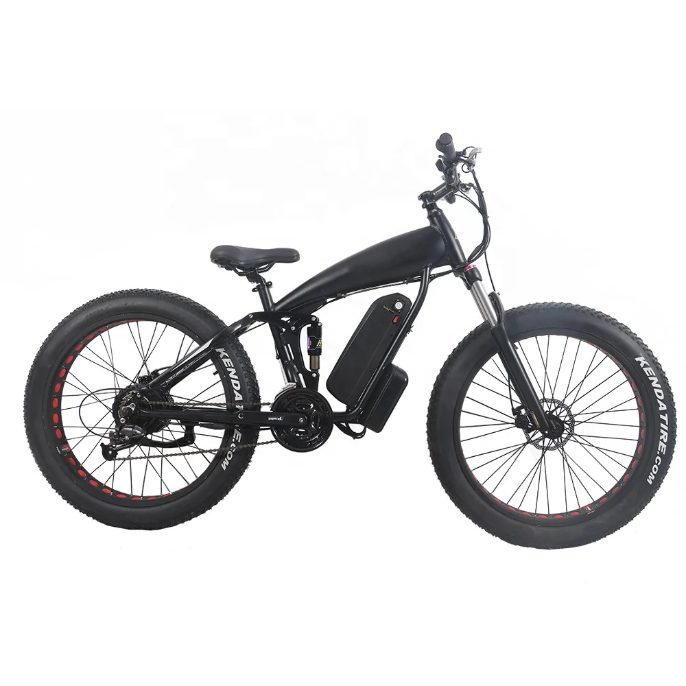 26 Inch 48V Fat Tire Electric Bicycle Vintage Full Suspension Electric Bike