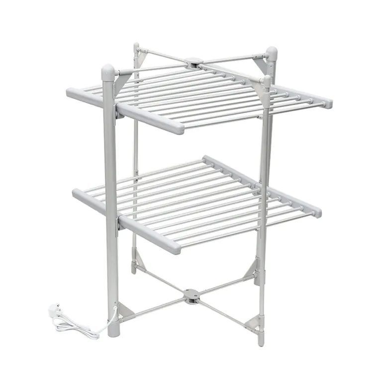 2 Tier Heated Clothes Airer Folding Portable Clothes Hanger Dry Electric Clothes Drying Rack