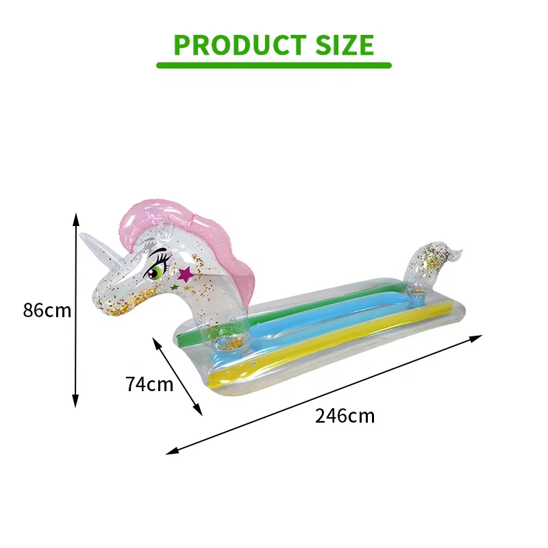 transparent inflatable tanning unicorn water swimming pool lounger float floating platform island bed tank