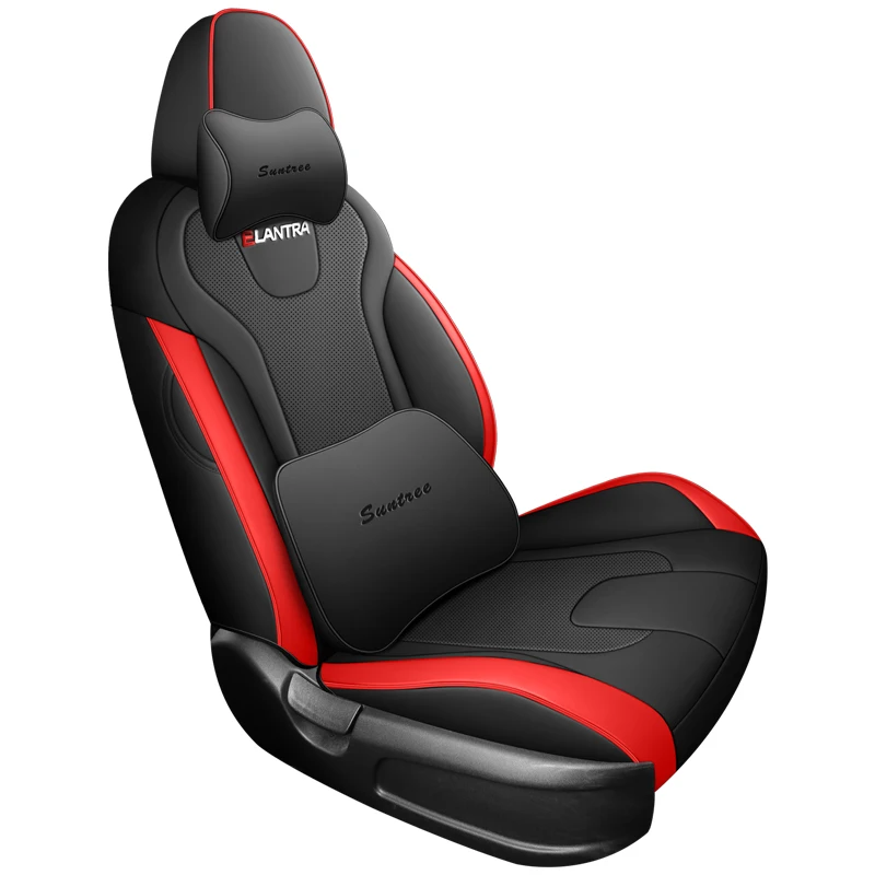 Sports Style  PU Leather Car Seat Covers Full Set Protector for Hyundai Elantra 2017-2024