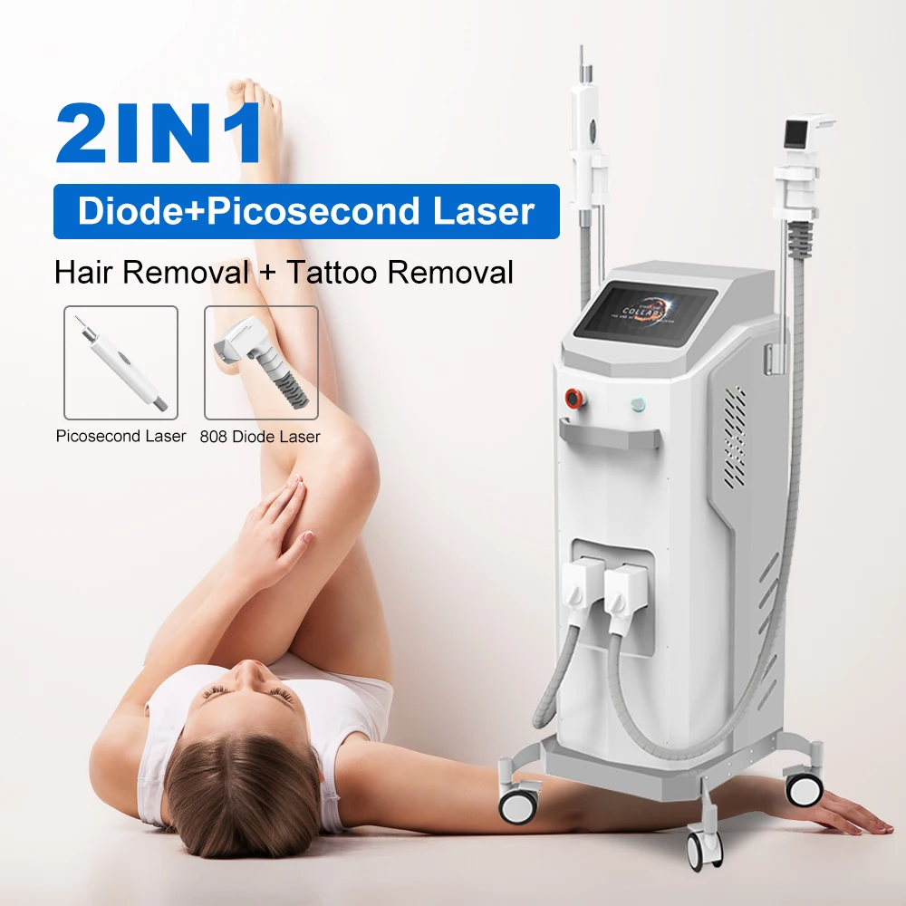 2 In 1 808 Diode Laser Hair Removal And 532 755 1064nm Nd Yad Picosecond Tattoo Remove Machine