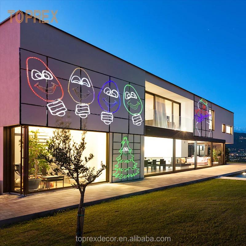 2022 Outdoor LED Decorative Lighting 2D Christmas Tree Snowman and Bulbs Motif Lights