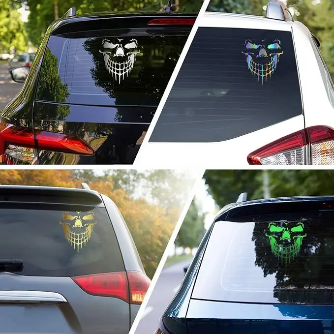 Christmas Car Decoration  Body Window Skull Decals Reflective Sticker Radium  Adhesive Self Vinyl Stickers For Bus Truck cars