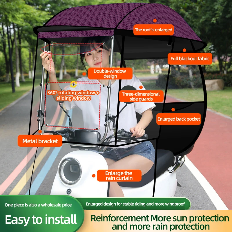 Best Seller New Poncho Electric Vehicle Polyester Sun Shade Rain Cover Motor Motorbike Scooter Motorcycle Umbrella
