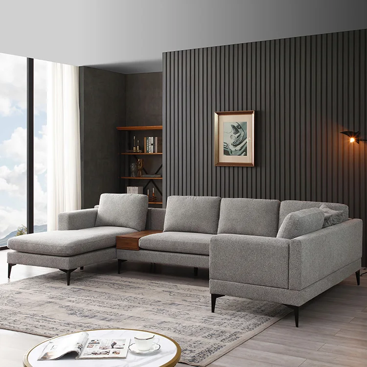 Sectional Sofa Couch Modular Couches for Living Room with Coffee Table Comfy 5 Seat U Shaped Couch