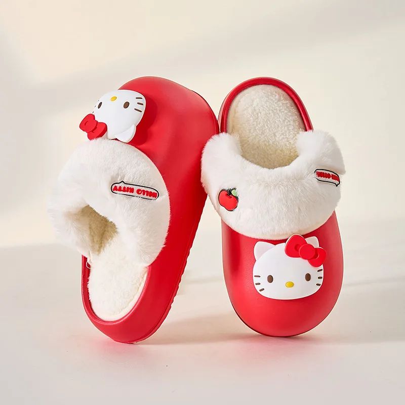 HL Custom Cartoon Anime Shoes Kuromi Home Slippers Cute Plush Hk Kitty Slippers For Women