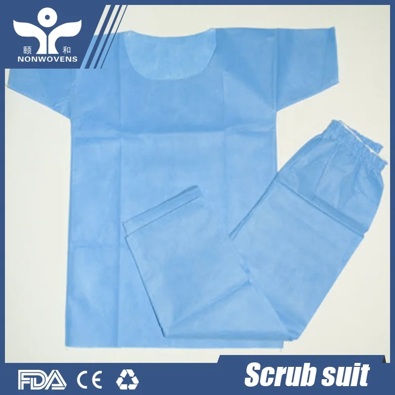Disposable PP Nonwoven/SMS Printed Surgical Gown/ Isolation Gown Scrub Suits Pockets Medical Uniforms