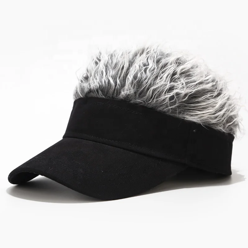Custom logo Unisex Novelty Spiked Hairs Golf Sun Visor Cap Adjustable Hip Hop Gorras Funny Beanie Hat Wig Peaked Baseball Hat