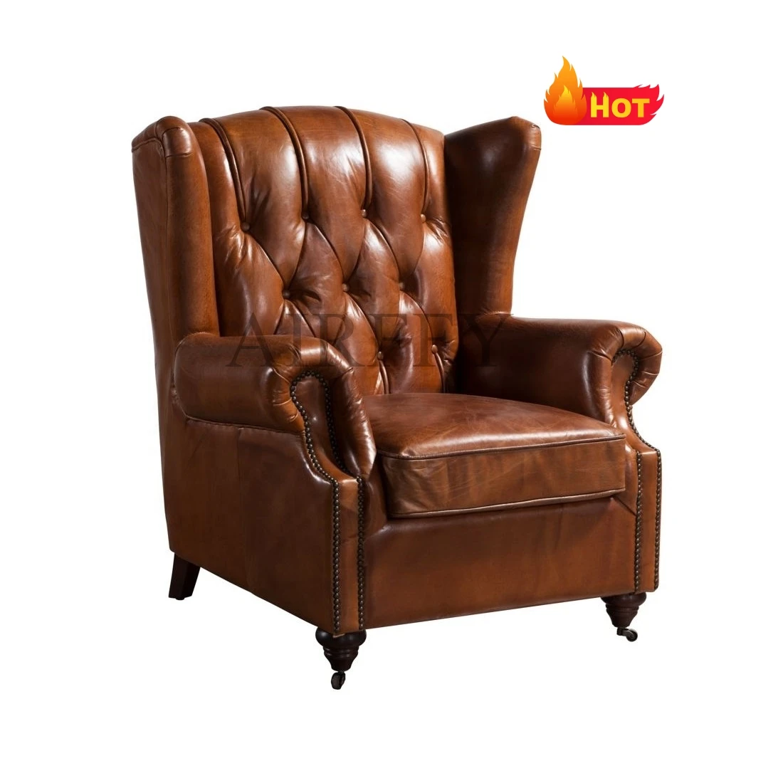 Cigar lounge furniture leather chair and living room chairs leather for vintage club antique living room chairs supplier