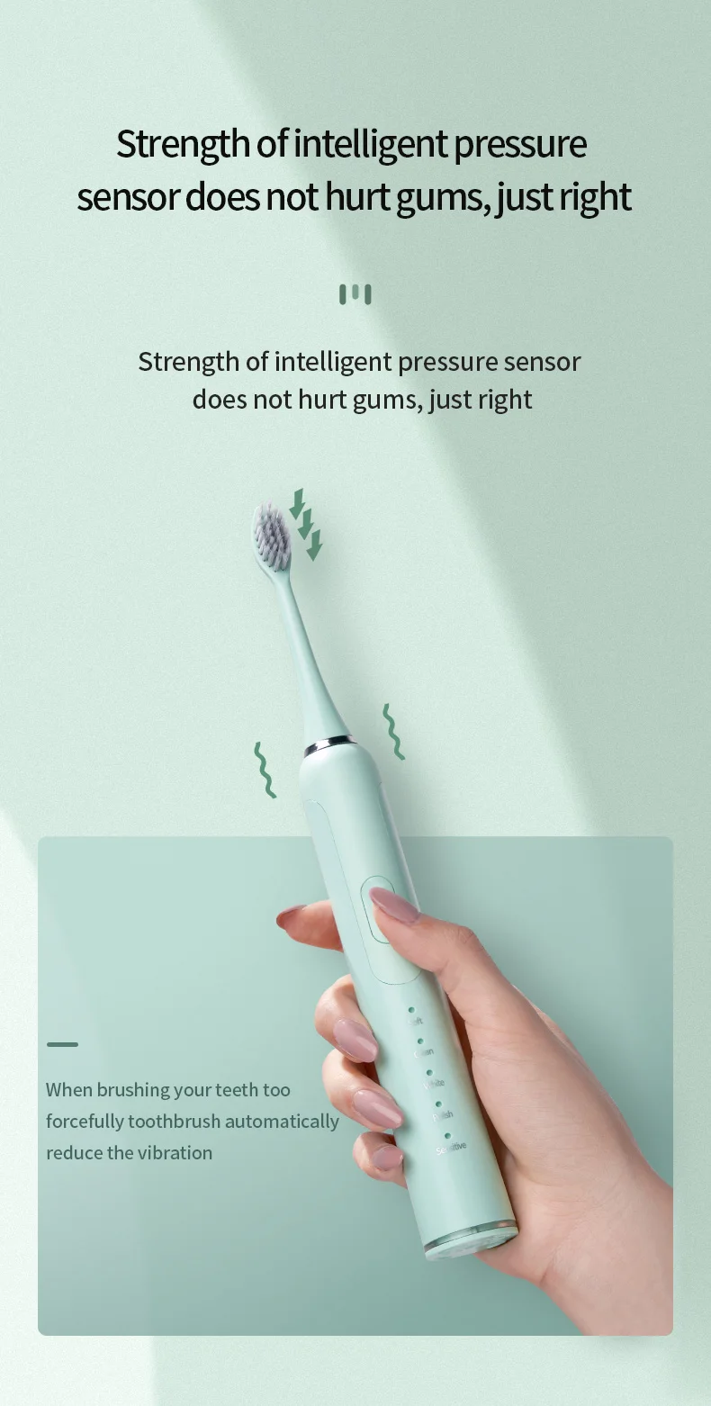 Replaceable Brush Head Electric Toothbrush Waterproof Sonic Vibration Electric Toothbrushes