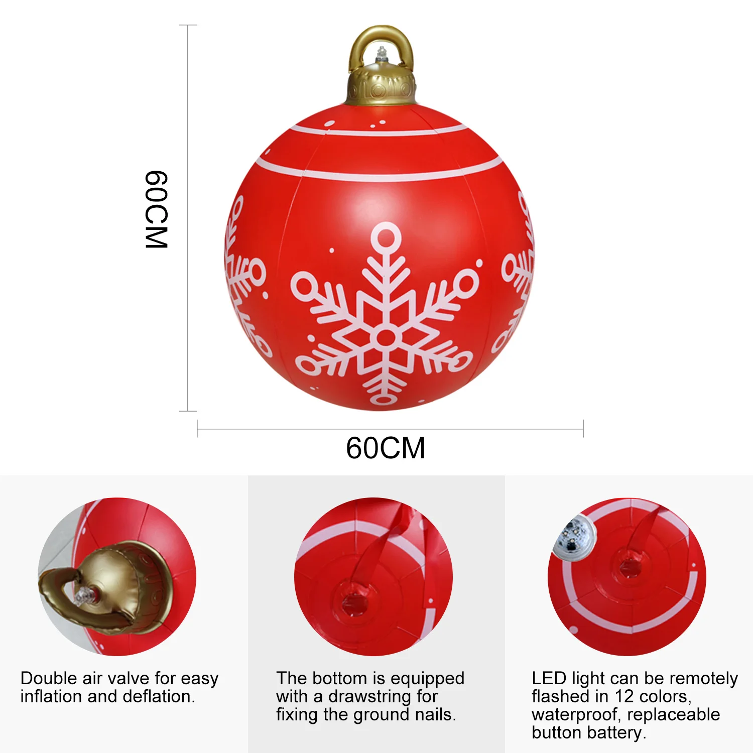24 In 16 Colors Changing Large Big Giant Outdoor Christmas Ornamental PVC Inflatable Decorated Light Ball with Remote for Xmas