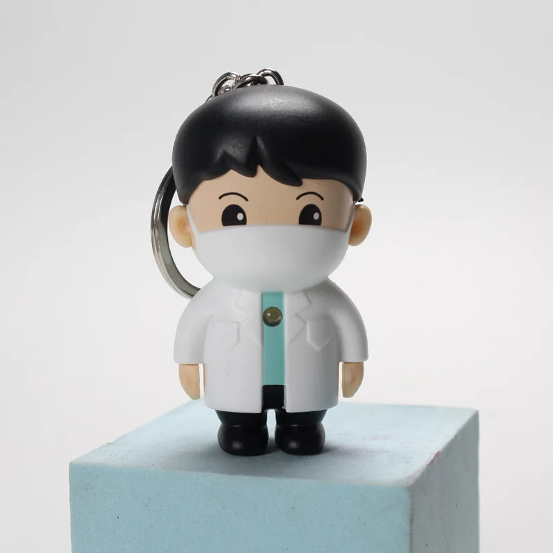 Promotion Gifts 3D Plastic Led Sound Keyring Souvenir Gift Key Rings Doctor Shape Keychain