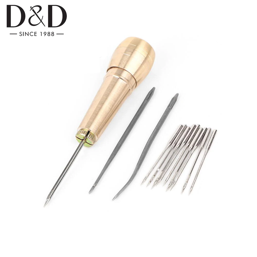 13 Needles Copper Leather Sewing Awl Hand Stitch Kit Tools for Shoes Handmade Leather Sewing DIY Leather Repair Sewing Awl