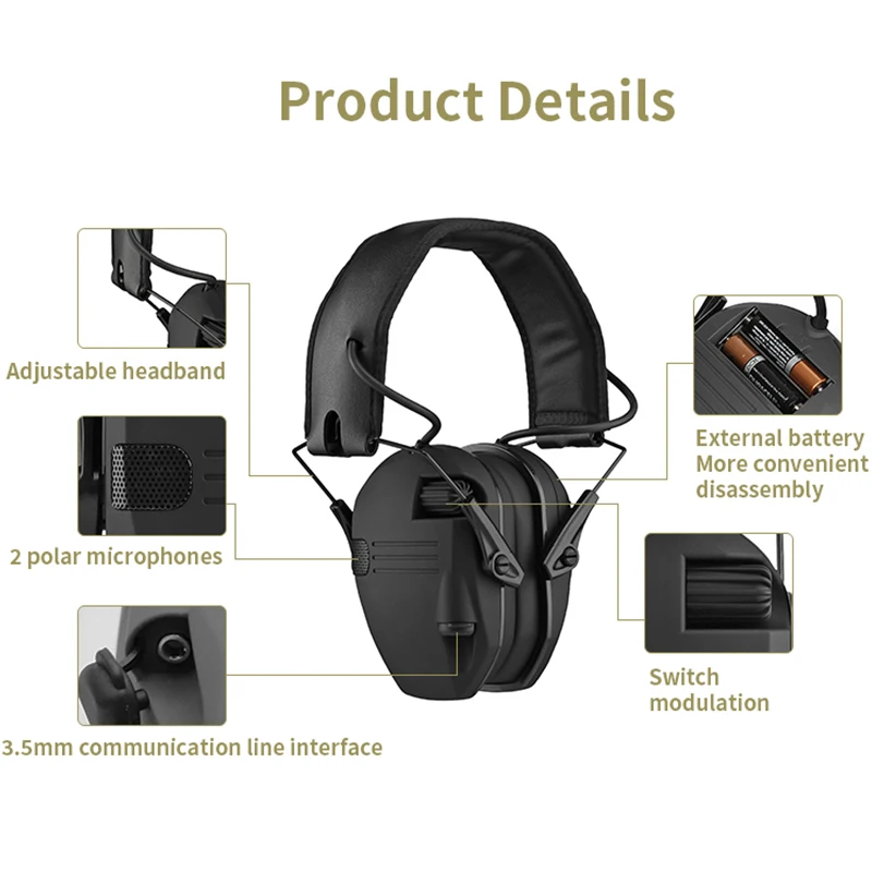 Honeywell Professional Electronics ABS Tactical Ear Muffs Compression Noise Cancelling Shooting Headset Earmuff Accessory