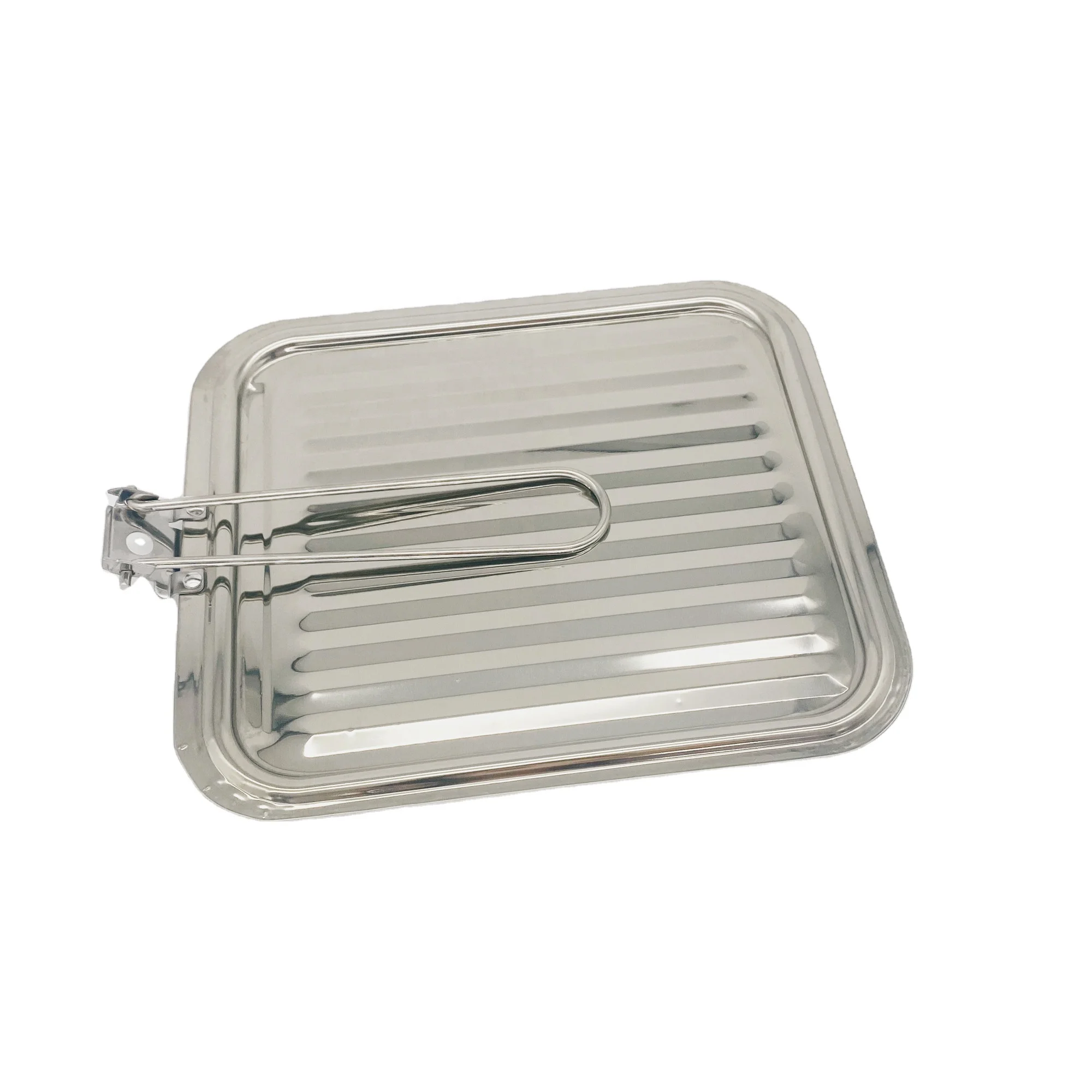 
430 Stainless Steel Folding Handle Double Bottom Grill Toaster Heat Diffuser Reducer Flame Guard Simmer Plate 