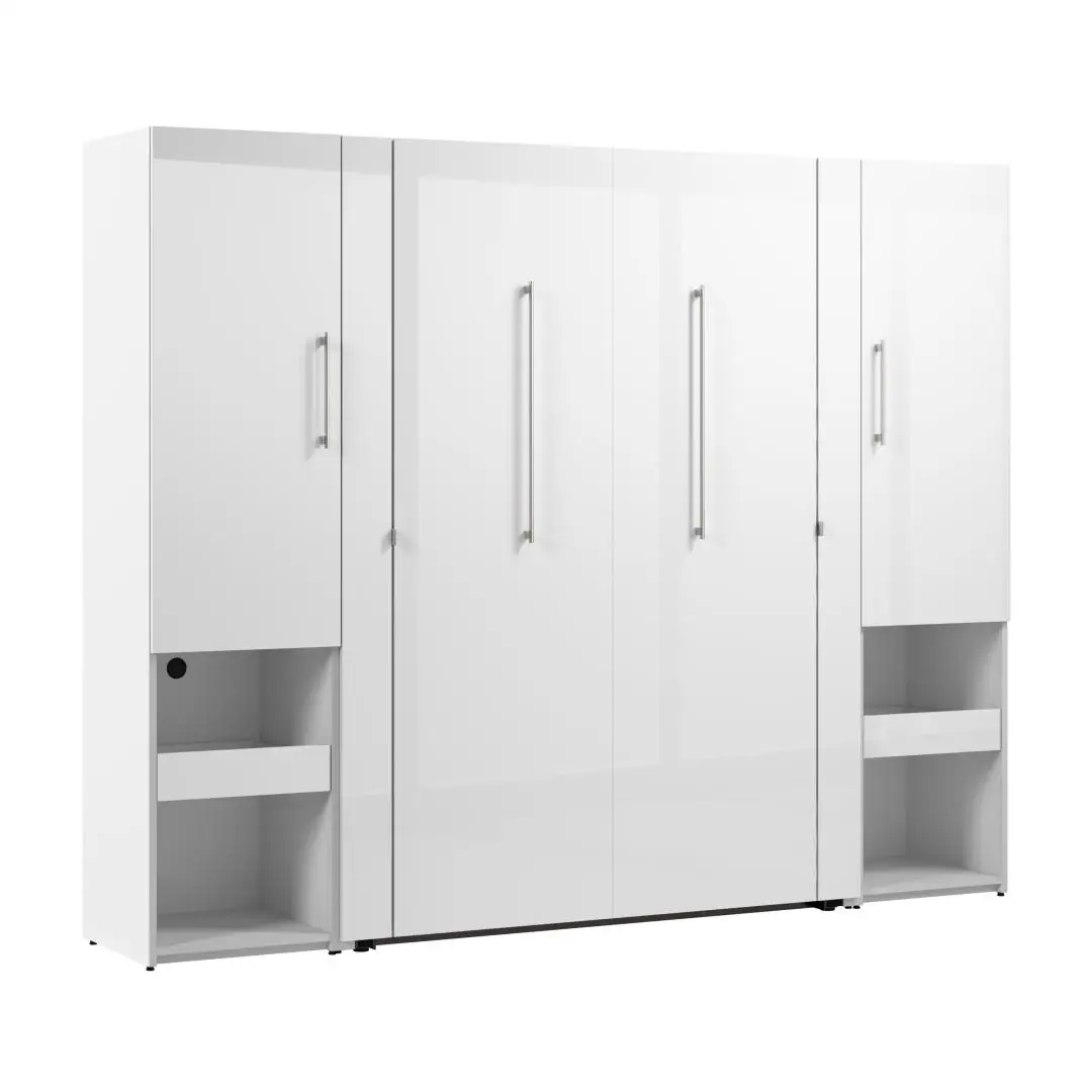 Direct factory new design vertical wall bed with Wardrobe custom size hidden automatic retractable murphy bed with desk