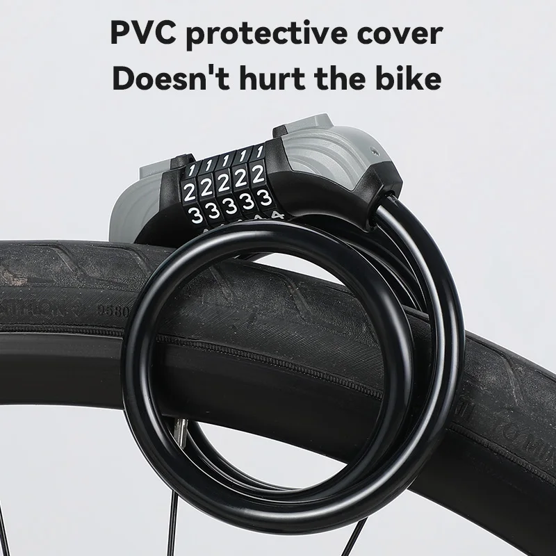 5 Digit Password Combination Bicycle Lock Coded Bike Cable Lock with Mounting Bracket