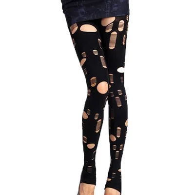 sxx107     Spring and autumn irregular ripped socks velvet beggar nine-point trousers sexy bottoming socks