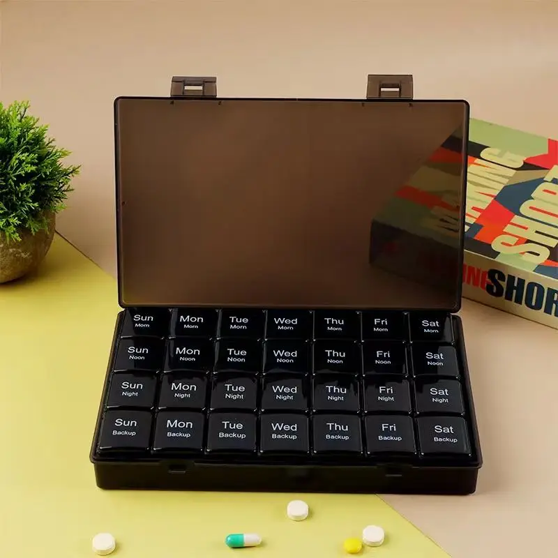 Customized Original 28 Grid Pill Box 7 Days Plastic Storage Box Eco-friendly Weekly Pill Organizer
