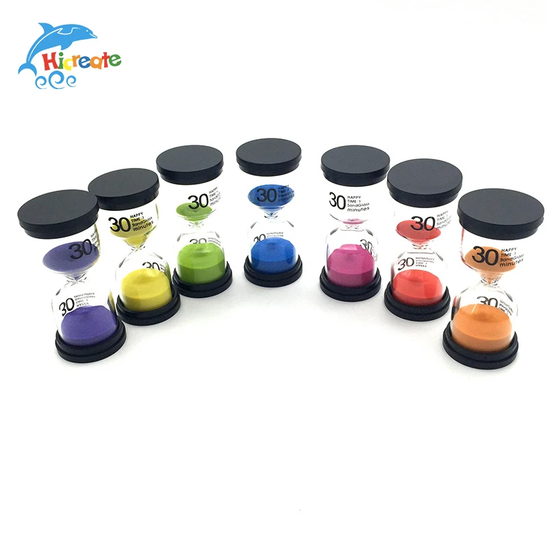 Promotional Creative Gifts Custom Logo Plastic Black Top 1 Hour Colorful Sand Timer Clock 60 Minutes Hourglass