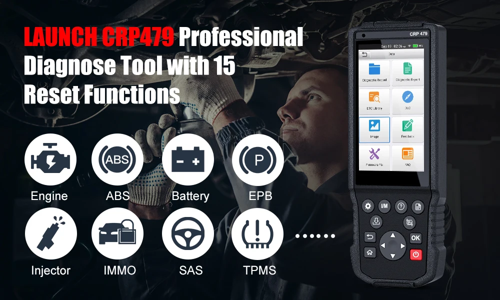 LAUNCH X431 CRP479 OBD2 Scanner Car Diagnostic Tool Wifi Automotive Scanner Read Clear Code ABS TPMS DPF EPB 15 Reset